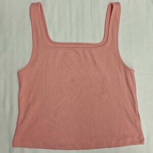 Old Navy Women’s Peach Ribbed Cropped Tank Top Size XL Square Neck Basic Casual